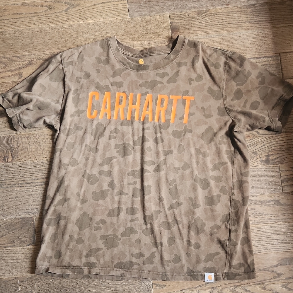 Carhartt Brown Camo Tee with Orange Logo